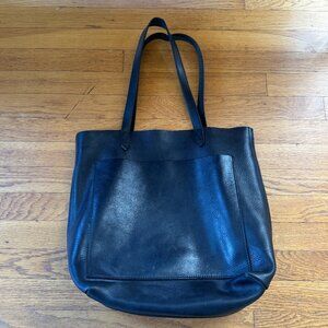 Madewell Medium Transport Tote with Pocket Black Leather